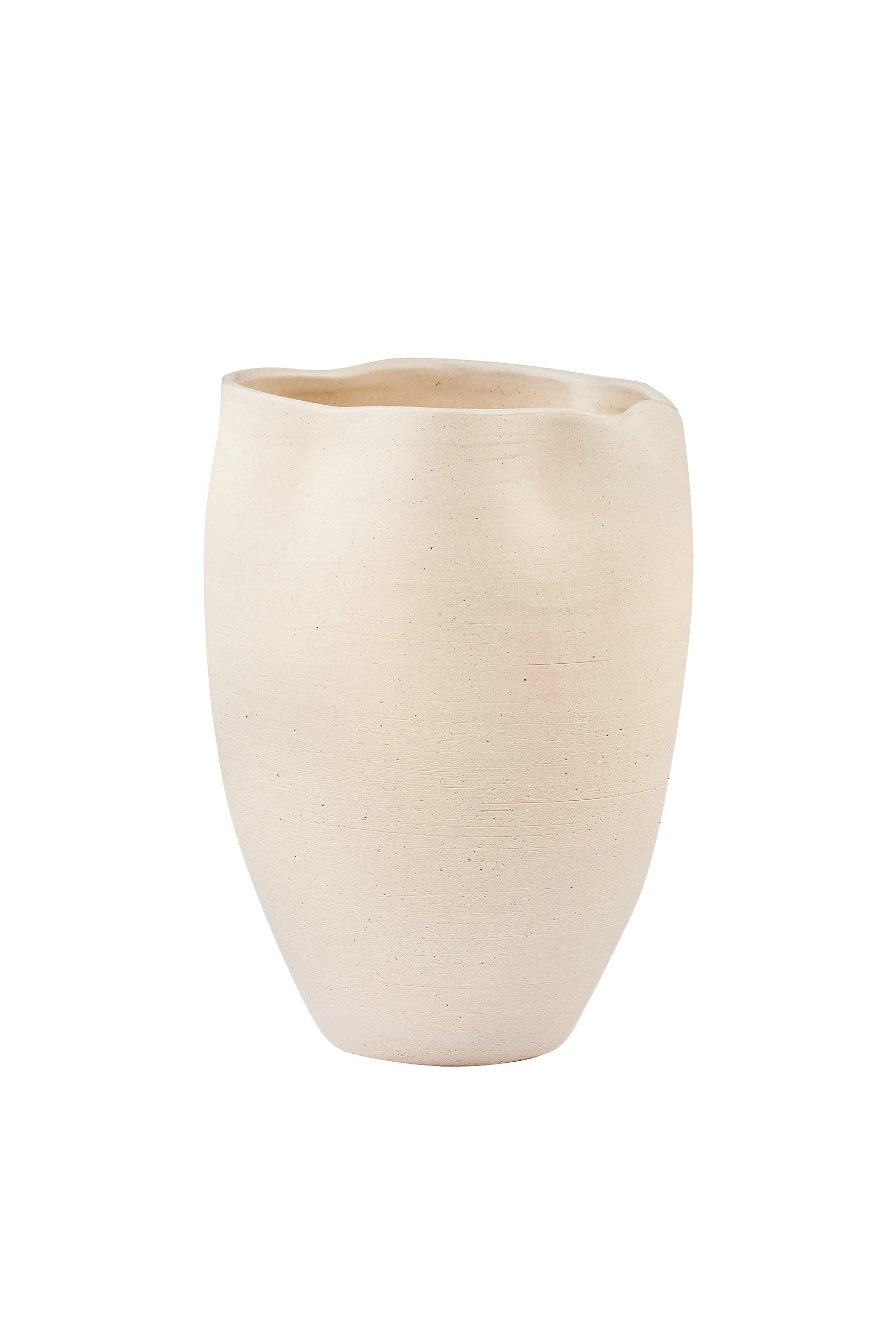 Beige ceramic vase on a white background